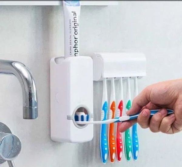 Automatic Toothpaste Dispenser With Toothbrush Holder