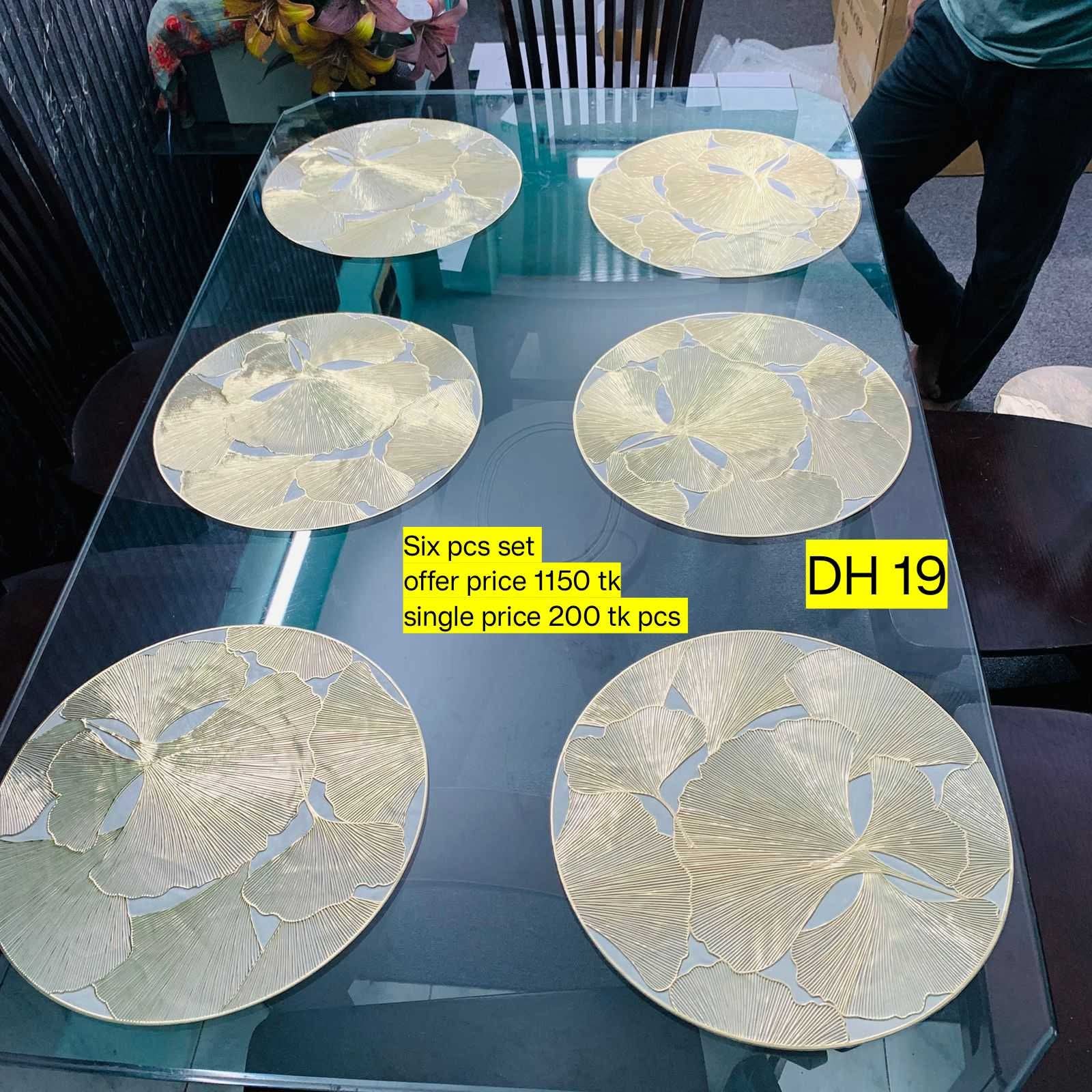 6 Pcs Placemats Set with Runner for Dining Table - C