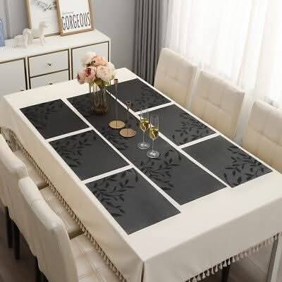 7Pcs Placemats Set with Runner for Dining Table